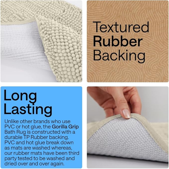GORILLA GRIP Bath Rug Mat, Thick Soft Absorbent Chenille, Quick Dry Microfiber - Image 3