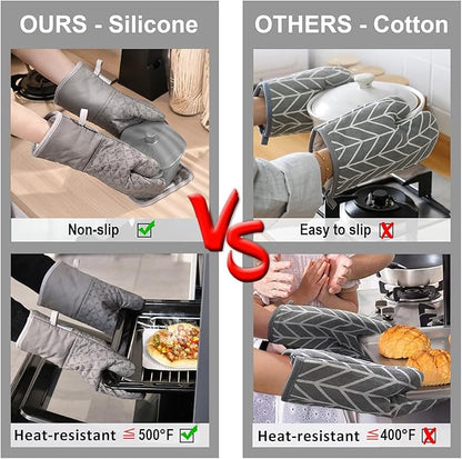 KEGOUU Oven Mitts and Pot Holders 6pcs Set, Kitchen Oven Glove High Heat - Image 4