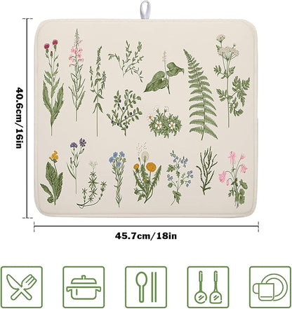 Kawani Sage Flower Herbs Dish Drying Mat - Image 2