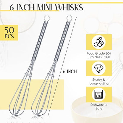 Baderke 50 Pcs Mini Whisk Bulk Small Whisks - Image 2