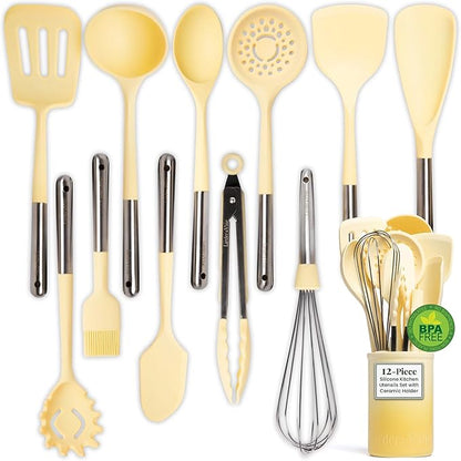 Larder & Vine 12-Piece Silicone Kitchen Cooking Utensils Set by LarderVine