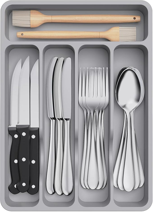 Lifewit Silverware Drawer Organizer Tray, Plastic Cutlery Storage by Lifewit
