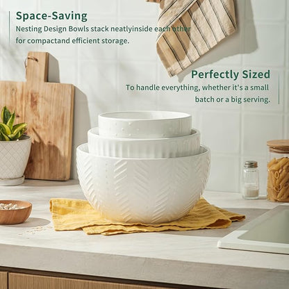 HAPPY KIT Ceramic Mixing Bowls Set, Nesting Bowls Set - Image 7