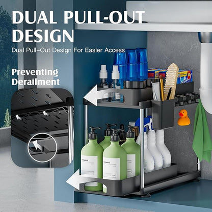 VERIFOST 2 Pack Under Sink Organizer, 2 Tier Under Sink Organizers and Storage - Image 3