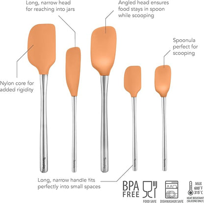 Tovolo Stainless Steel Handled Silicone Spatula Set of 5, Dishwasher Safe - Image 4
