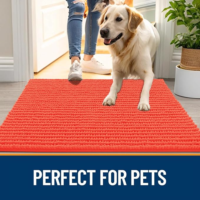 OLANLY Dog Door Mat for Muddy Paws 44x32, Ultra Absorbent Chenille Mud Doormat - Image 6
