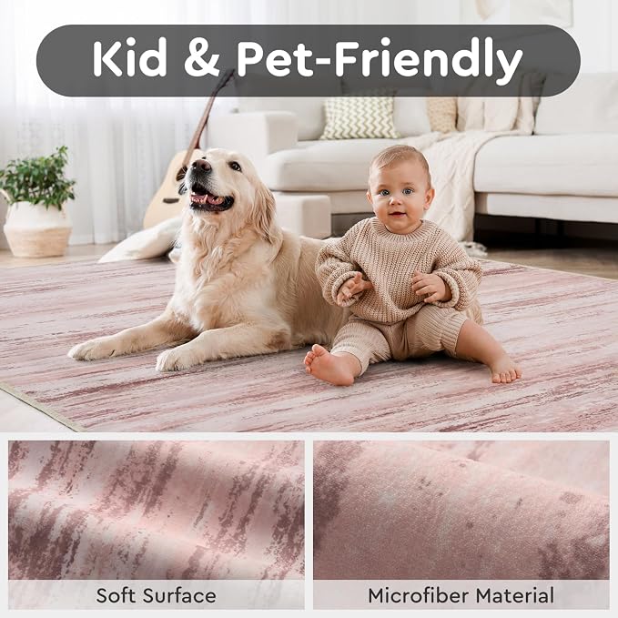 tchdio 3'x5' Area Rugs for Living Room, Machine Washable Rug Entryway Abstract - Image 4