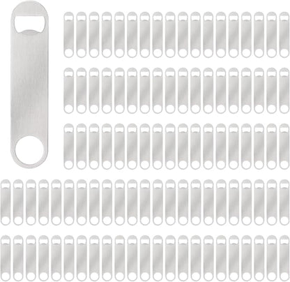 100 Pack Flat Beer Bottle Opener 7 inch Stainless Steel Flat Bottle Opener Beer by Yugada