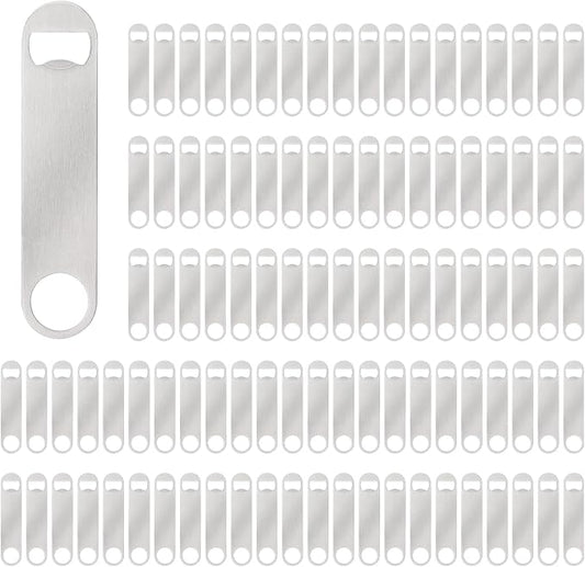 100 Pack Flat Beer Bottle Opener 7 inch Stainless Steel Flat Bottle Opener Beer by Yugada