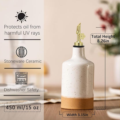 HOMCDALY Ceramic Olive Oil Dispenser Bottle, 16oz Oil Dispenser Bottle - Image 3