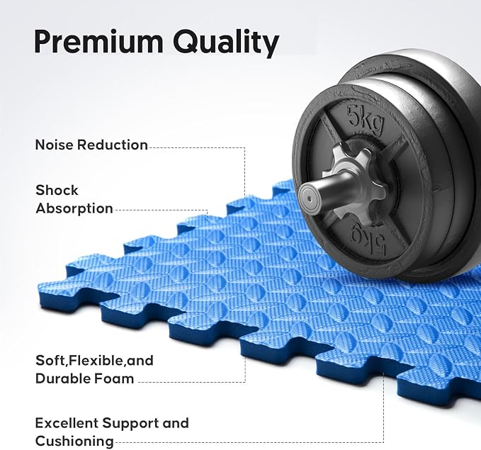 Home Gym Mat, Puzzle Exercise Mat, EVA Interlocking Foam Floor Tiles - Image 3