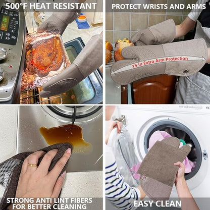 Professional Microwave Silicone Oven Mitts one Pair, Kitchen Mitten Set - Image 9