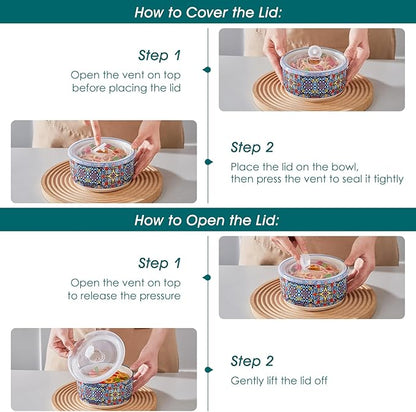 vancasso Serving Bowls with Lids Set of 4, Ceramic Nesting Mixing Bowls - Image 8