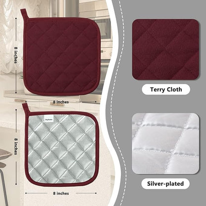 Joyhalo 4 Pack Pot Holders for Kitchen, Cotton Oven Holder - Image 2