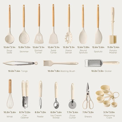 CAROTE 22pcs Silicone Cooking Utensils Set, 446°F Heat Resistant Kitchen - Image 2