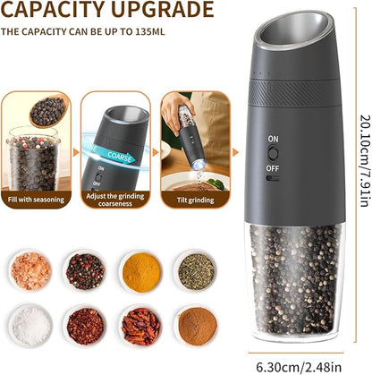 CIRCLE JOY Gravity Electric Salt and Pepper Grinder Set Rechargeable Automatic - Image 2