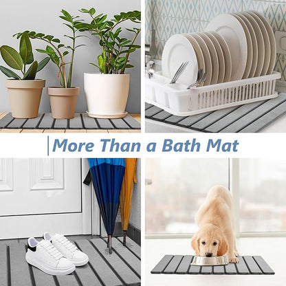 AWW Foldable Stone Bath Mat, Super Absorbent Diatomaceous Earth Mats, Non-Slip - Image 7