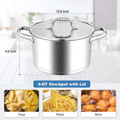 Stainless Steel Stock Pot 4 Quart, Homikit Induction Stockpot - Image 2