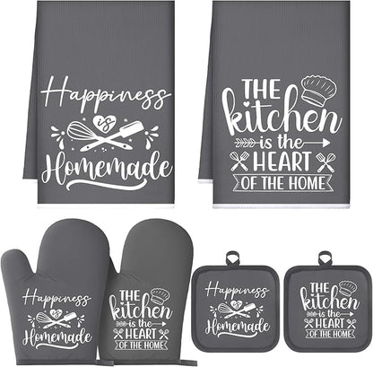 Sratte 6 Pcs Kitchen Decor Accessories Set Farmhouse Towels Pot Holders Oven by Sratte