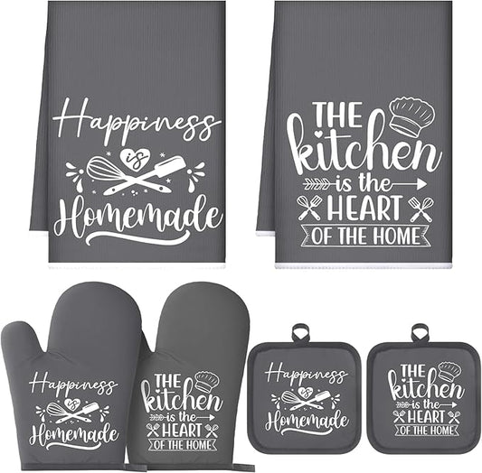 Sratte 6 Pcs Kitchen Decor Accessories Set Farmhouse Towels Pot Holders Oven by Sratte