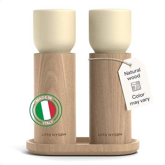LARS NYSØM Wooden Salt and Pepper Grinder Set Manual by LN