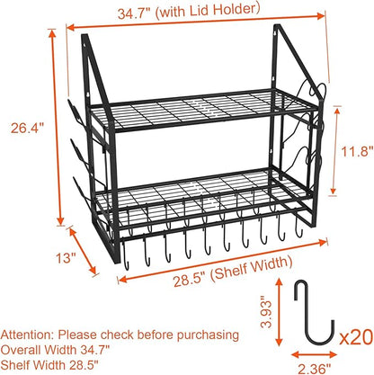 VyGrow 28 Inch Pot Rack Wall Mounted, 2 Tier Pots and Pans Organizer - Image 2