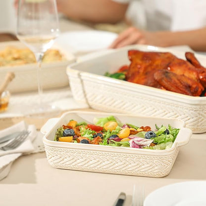 Casserole Dishes for Oven, Ceramic Baking Dishes Set of 3, Rectangular Lasagna - Image 6