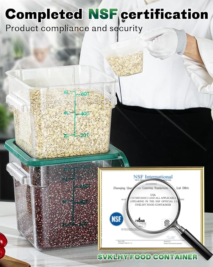 8QT Clear Food Storage Containers: 2 PCS NSF Food Storage Containers - Image 2
