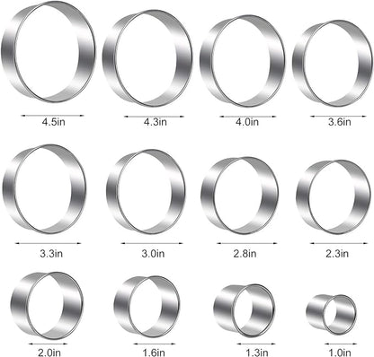 Round Cookie Cutters Set 12 Pieces Bistcuit Cookie Cutters Circle Pastry - Image 3