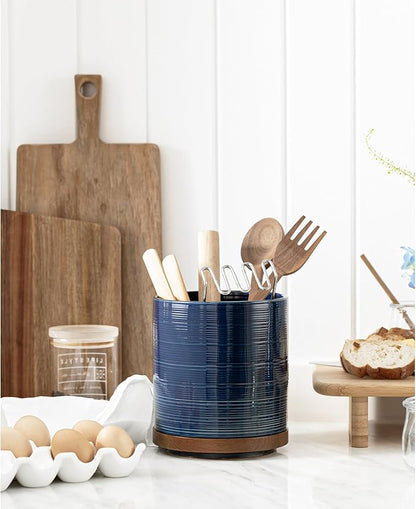 Utensil Holder, 360° Rotating Extra Large Ceramic Kitchen Utensil Holder - Image 2