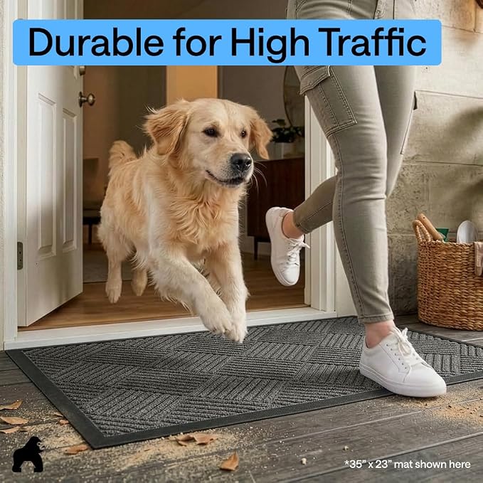 GORILLA GRIP 100% Waterproof All-Season WeatherMAX Doormat, US Designed Natural - Image 8