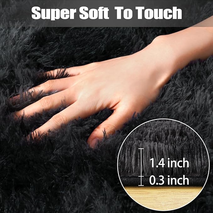 qulint 5x7 Area Rug for Living Room, Soft Shag Fluffy Rug for Bedroom Plush - Image 2