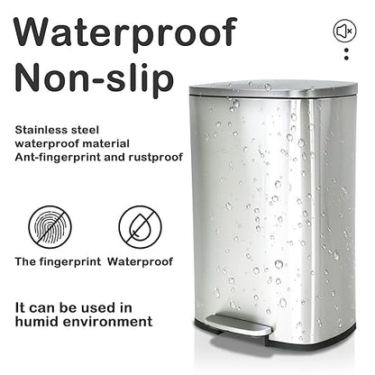 50 Liter / 13 Gallon Kitchen Trash Can, Stainless Steel - Image 5
