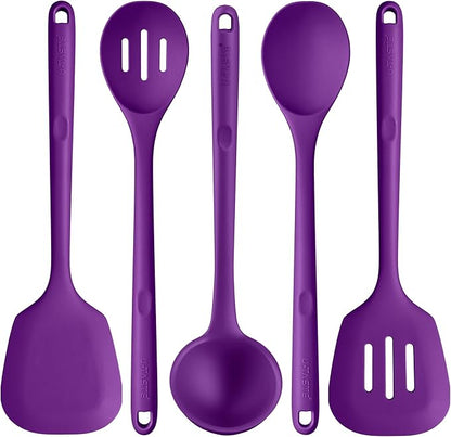 Silicone Kitchen Cooking Utensil Set: U-Taste 600ºF Heat Resistant 13.6in Extra by U-Taste