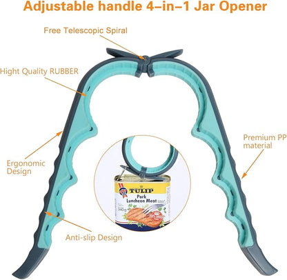 Jar Opener, 5 in 1 Multi Function Can Opener Bottle Opener Kit - Image 6