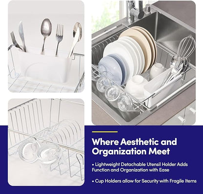 Dish Drying Rack Over The Sink Expandable to 24.5" Dish Drainer — Space-Saving - Image 3