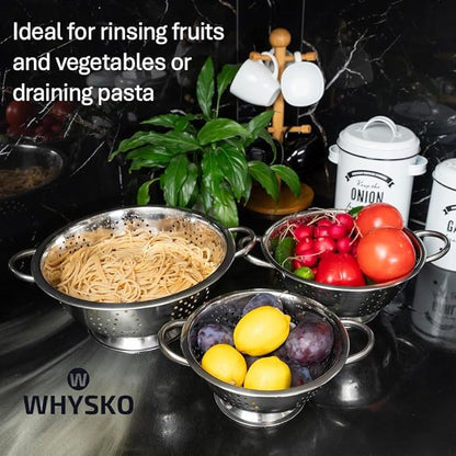 Whysko 3 Pack Stainless Steel Colanders - 5 Qt - Image 5