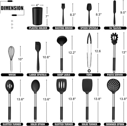 E-far 14 Pieces Silicone Cooking Utensils Set, Kitchen Utensils Set - Image 2