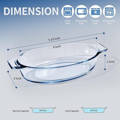 Small Casserole Dishes Oval 2 Pack, 23oz Glass Au Gratin Baking Dish, - Image 3