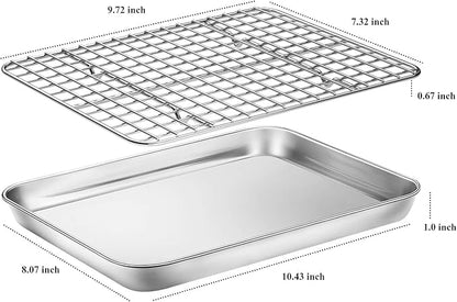 Baking Sheet with Cooling Rack Set, Deedro Stainless Steel Cookie Sheet Baking - Image 2