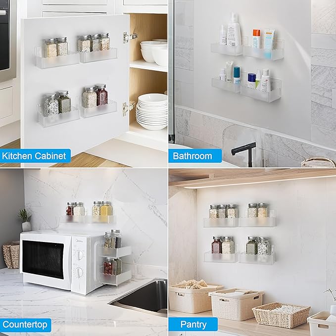 12 inch Spice Rack Wall Mounted, 4 Pack Spice Organizer Shelf - Image 4