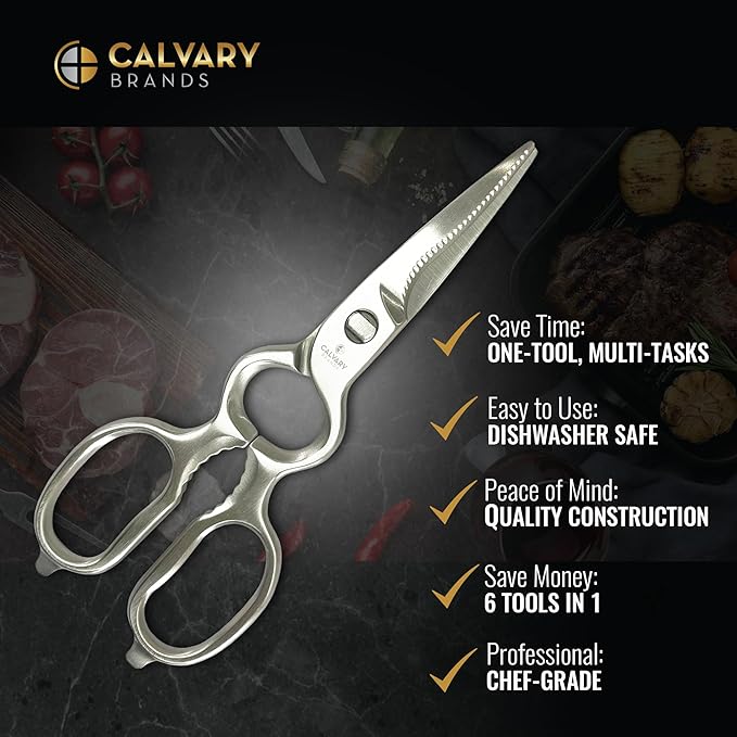 Kitchen Scissors for Food | Professional Chef Endorsed | Kitchen Shears Heavy - Image 2