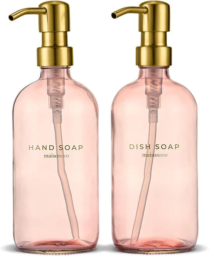 MaisoNovo Soap Dispenser 2-Piece Set | 16.9oz Pink Bottles by MaisoNovo-TheArtofSustainableLiving