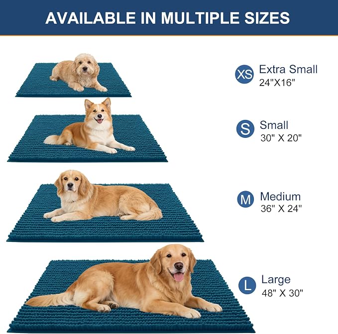 OLANLY Dog Door Mat for Muddy Paws 24x16, Ultra Absorbent Chenille Mud Doormat - Image 2