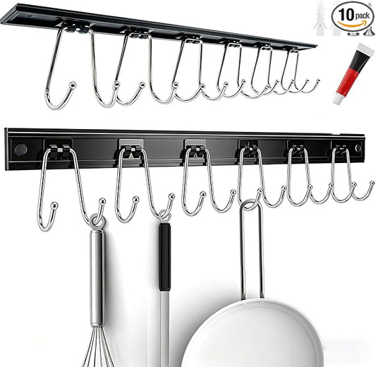 Cociat 2PCS Utensil Racks with 12 Hooks 17.2 Inch Kitchen Utensil Holders by Cociat