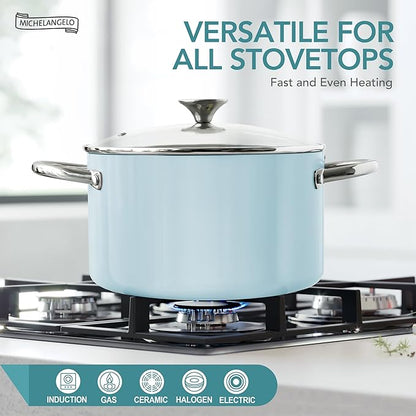 MICHELANGELO Stock Pot with Lid, 6 Quart Cooking Pot with Ceramic Coating - Image 2