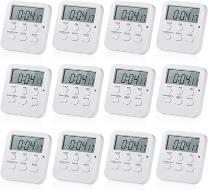 Weewooday 12 Pcs Digital Kitchen Magnetic Timer Bulk Classroom Count up by Weewooday