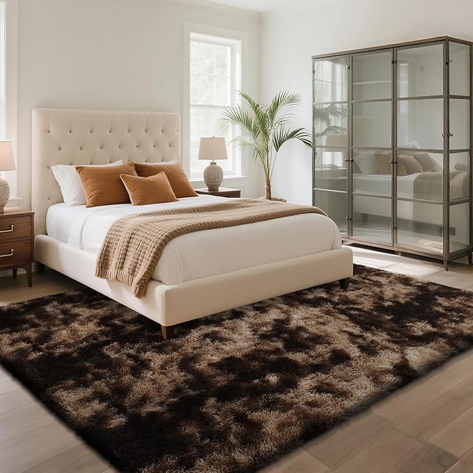 yongyangjuxin Fluffy Rug Shag Area Rug, Mottling Brown 9x12 Area Rugs - Image 3