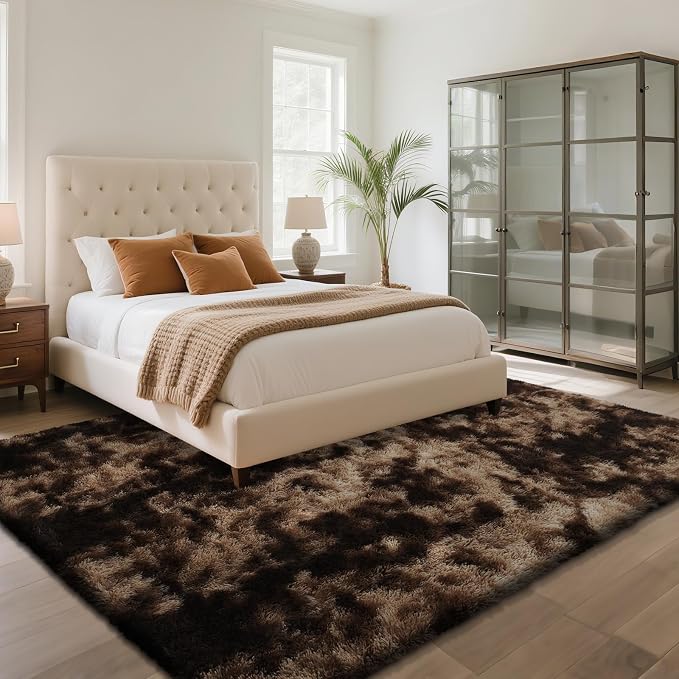 yongyangjuxin Fluffy Rug Shag Area Rug, Mottling Brown 8x10 Area Rugs - Image 3