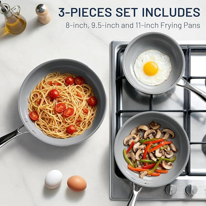 Kikcoin Non Stick Frying Pans, 3 Pack Ceramic Frying Pan - Image 7